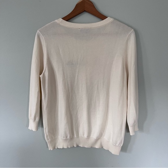 ModCloth Printemps Cream School Sweater with Rainbow Embroidery • Large - Picture 3 of 8